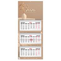 Календарь квартальный 2026 г., 3 блока, 3 гребня, бегунок, офсет, BRAUBERG EXTRA MINI, 