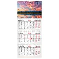 Календарь квартальный на 2026 г., 3 блока, 3 гребня, бегунок, офсет, BRAUBERG, 