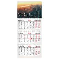 Календарь квартальный на 2026 г., 3 блока, 3 гребня, бегунок, офсет, BRAUBERG, "Мегаполис"