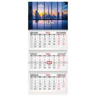 Календарь квартальный 2026 г., 3 блока, 3 гребня, бегунок, офсет, BRAUBERG, 