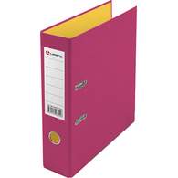 Папка-регистратор Lamark PVC 75мм 2-х стороннее покрытие, розовый/желтый, металлическая окантовка, карман, собранная