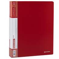 Папка на 4 кольцах, ширина 40 мм, BRAUBERG EXTRA, до 300 листов, КРАСНАЯ, 0,8 мм