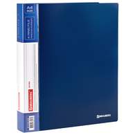 Папка на 4 кольцах, ширина 40 мм, BRAUBERG EXTRA, до 300 листов, СИНЯЯ, 0,8 мм
