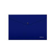 Папка-конверт на кнопке пластиковая ErichKrause Diamond Total Blue, A4, полупрозрачный, синий