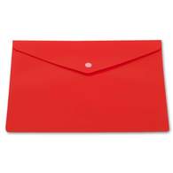 Папка-конверт с кнопкой непрозрачная, А5, 0,18мм, красная