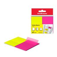 Закладки пластиковые с клеевым краем ErichKrause Neon, 50х75 мм, 60 листов, 2 цвета: желтый, розовый