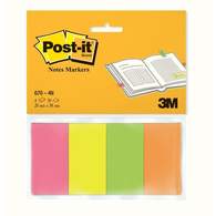 Закладки бумажные 3M Post-it Index 670/4N, 20х38мм, 4цв*50л, неон
