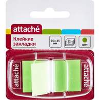 Клейкие закладки пластиковые 1цв.по 25л. 25ммх45 зелен Attache