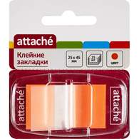 Клейкие закладки пластиковые 1цв.по 25л. 25ммх45 оранж Attache