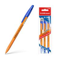 Ручка шариковая ErichKrause R-301 Orange Stick 0.7, цвет чернил синий (в пакете по 3 шт.)