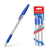 Ручка шариковая ErichKrause R-301 Classic Stick&Grip 1.0, цвет чернил синий, набор 3 шт