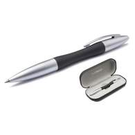 Ручка шариковая ScriNova Gummi, чер. корпус с мат. серебром, черная