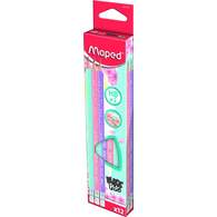 Карандаш чернографитныйиз американской липы, MAPED BLACK PEP′S PASTEL, с ластиком, треугольный, НВ, корпус пастельных цветов, в коробке с подвесом