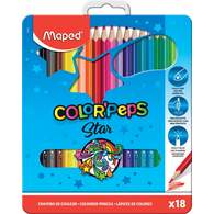 Карандаши цветные MAPED COLOR PEPS треугольные, ударопрочный грифель, в метал. коробке, 18цв