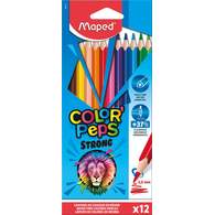 Цветные карандаши повышенной прочности, MAPED COLOR`PEPS STRONG, пластиковые, 12 цветов, в картонной коробке с подвесом