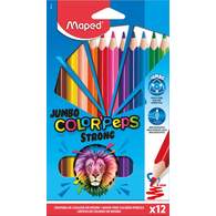 Цветные карандаши повышенной прочности, MAPED COLOR′PEPS JUMBO STRONG, макси, пластиковые, 12 цветов, в картонной коробке с подвесом