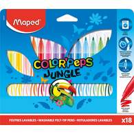 Фломастеры 18 цветов MAPED JUNGLE смываемые, в картоне