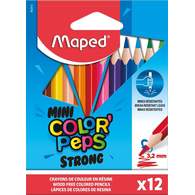 Цветные карандаши повышенной прочности, MAPED COLOR′PEPS MINI STRONG, мини, пластиковые, 12 цветов, в картонной коробке с подвесом