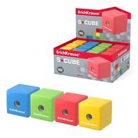 Пластиковая точилка ErichKrause S-Cube с контейнером, цвет ассорти 