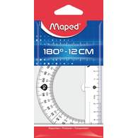 Транспортир MAPED ESSENTIALS 146 180°, основание 12см, в пакете