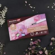 Акварель художественная кюветы НАБОР 48 цветов по 3,5 г, металлический кейс, BRAUBERG ART PREMIERE