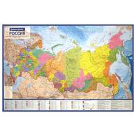 Карта России политико-административная 101х70 см, 1:8,5М, интерактивная, в тубусе, BRAUBERG