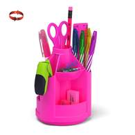 Набор настольный вращающийся пластиковый ErichKrause Mini Desk, Neon Solid, розовый