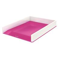 Двухцветный лоток для бумаг Leitz WOW, розовый металлик/белый