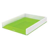 Двухцветный лоток для бумаг Leitz WOW, зеленый металлик/белый