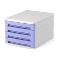 Бокс для документов 4-секционный пластиковый ErichKrause Pastel, белый с фиолетовыми ящиками