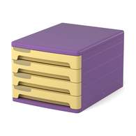 Файл-кабинет 4-секционный пластиковый ErichKrause Iris, фиолетовый с желтыми ящиками
