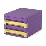 Файл-кабинет 4-секционный пластиковый ErichKrause Iris, фиолетовый с желтыми и фиолетовыми ящиками