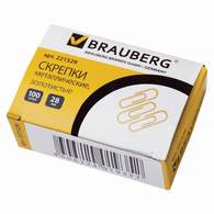 Скрепки BRAUBERG, 28 мм, золотистые, 100 шт., в картонной коробке