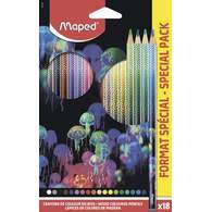Цветные карандаши декорированные, MAPED DEEPSEA PARADISE, деревянные, треугольные, 18 цветов, в картонной коробке с подвесом