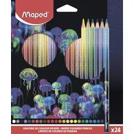Цветные карандаши декорированные, MAPED DEEPSEA PARADISE, деревянные, треугольные, 24 цвета, в картонной коробке с подвесом