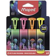 Текстовыделитель декорированный, MAPED DEEPSEA PARADISE, пишущий узел 1-5мм, цвета ассорти, 4 штуки, в упаковке с подвесом