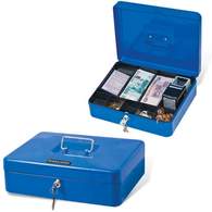 Ящик для денег, ценностей, документов, печатей BRAUBERG, 90х240х300 мм, с ключевым замком, синий