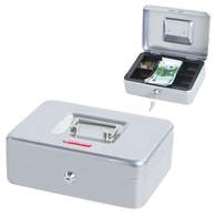 Ящик для денег, ценностей, документов, печатей, 90х180х250мм, ключевой замок, серебристый, BRAUBERG