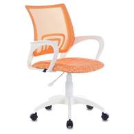 Кресло BRABIX Fly MG-396W, с подлокот., пластик белый, сетка, оранжевое с рис.TW-38-3/Giraffe