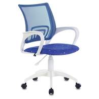 Кресло BRABIX Fly MG-396W, с подлокот., пластик белый, сетка, темно-синее с рис. TW-05/Space