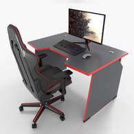 Геймерский стол тип 02 шириной 1000 мм на панельном каркасе (антрацит/кромка красная)