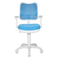 Кресло CH-W797/LB/TW-55 пластик белый, спинка-сетка, ткань светло-голубая