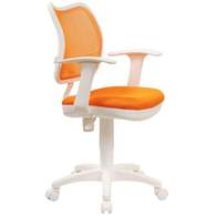 Кресло детское  CH-W797/OR/TW-96-1 белый пластик, спинка/сетка оранж, ткань, оранжевое