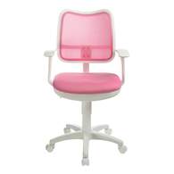 Кресло детское  CH-W797/PK/TW-13A белый пластик, спинка/сетка розовая, ткань, розовое
