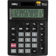 Калькулятор настольный компактный Deli E1519A, 12-р, дв.пит., 140x102мм, черный
