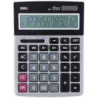Калькулятор настольный полноразмерный Deli E1672, 12-р,дв.пит,211x154мм,мет,срб