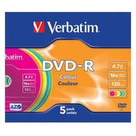 Диски Verbatim DVD-R 4,7 Гб 16*Slim/5 43557 Color