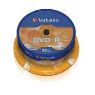 Диск DVD-R Verbatim 4,7Gb, 16х, cakebox/25шт, записываемый