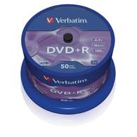Диск DVD+R Verbatim 4,7Gb, 16х, cakebox/50шт, записываемый