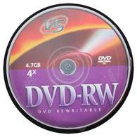 Диск DVD+RW VS 4,7GB, 4x, cakebox/10шт, перезаписываемый